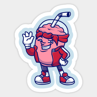 Cute Cool Milkshake Cartoon Sticker